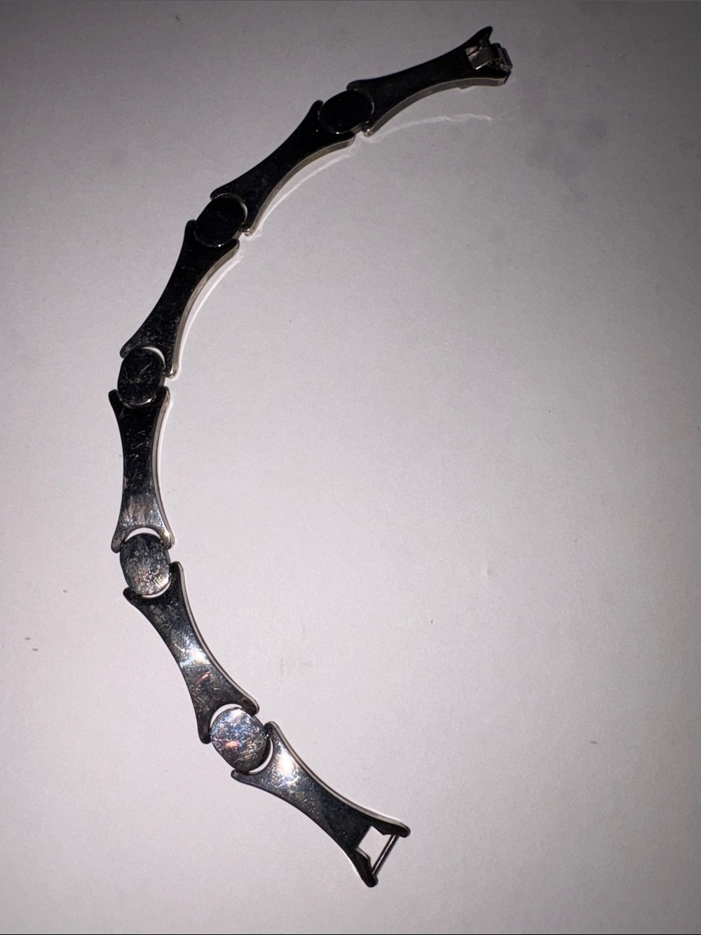 Vintage 925 sterling silver Sleek Linked Metal Bracelet 7”